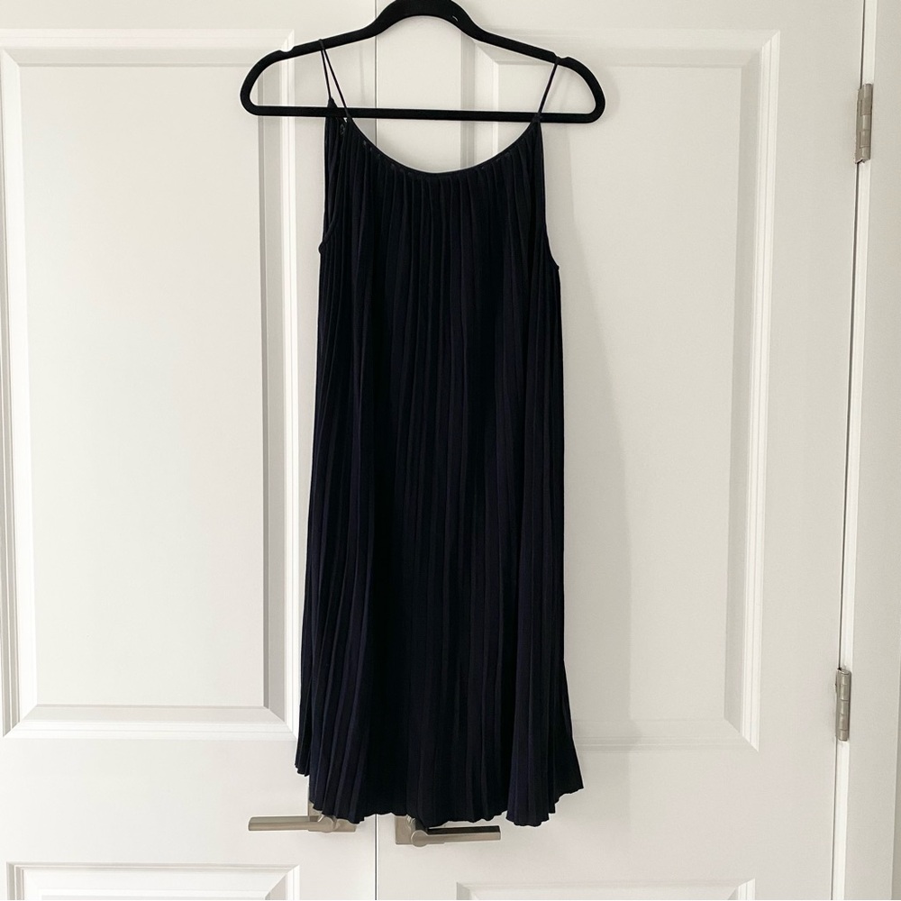 NWT Club Monaco Navy Pleated Spaghetti Strap Benita Dress